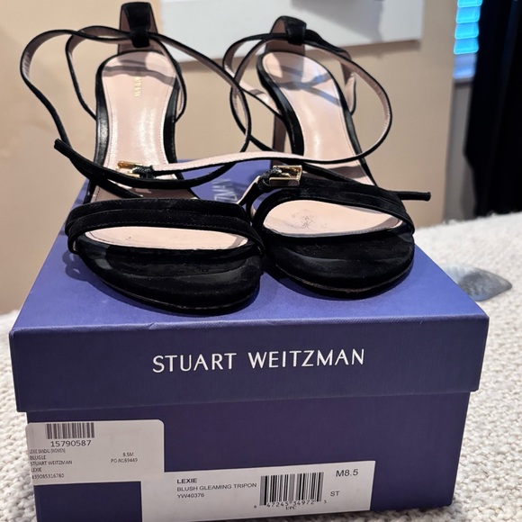 STUART WEITZMAN BLACK SUEDE LEXIE SANDAL 8.5 - Picture 2 of 5